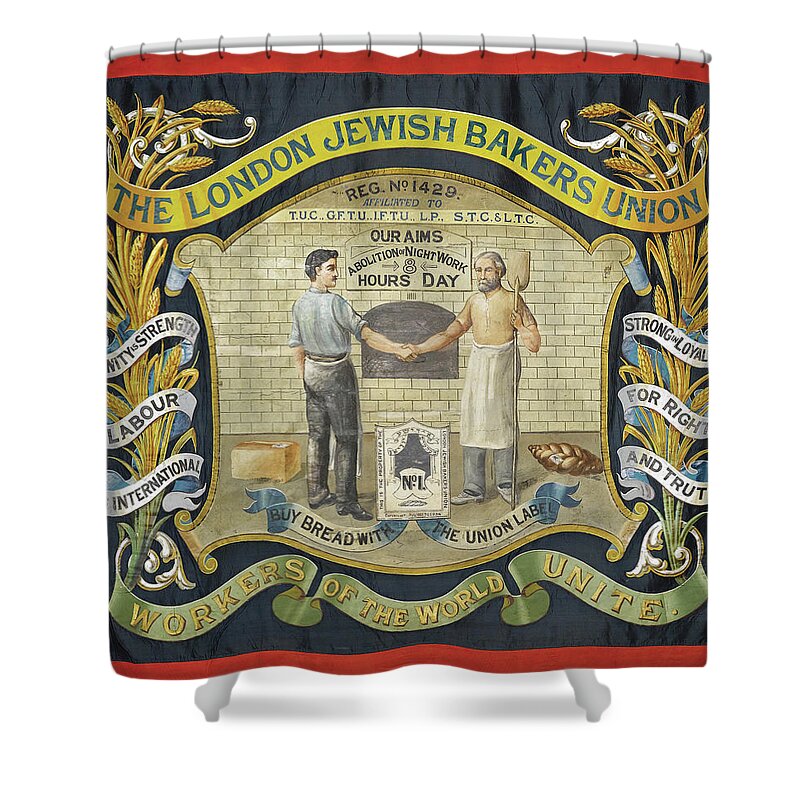 Union Shower Curtain featuring the painting London Jewish Bakers Union by Unknown