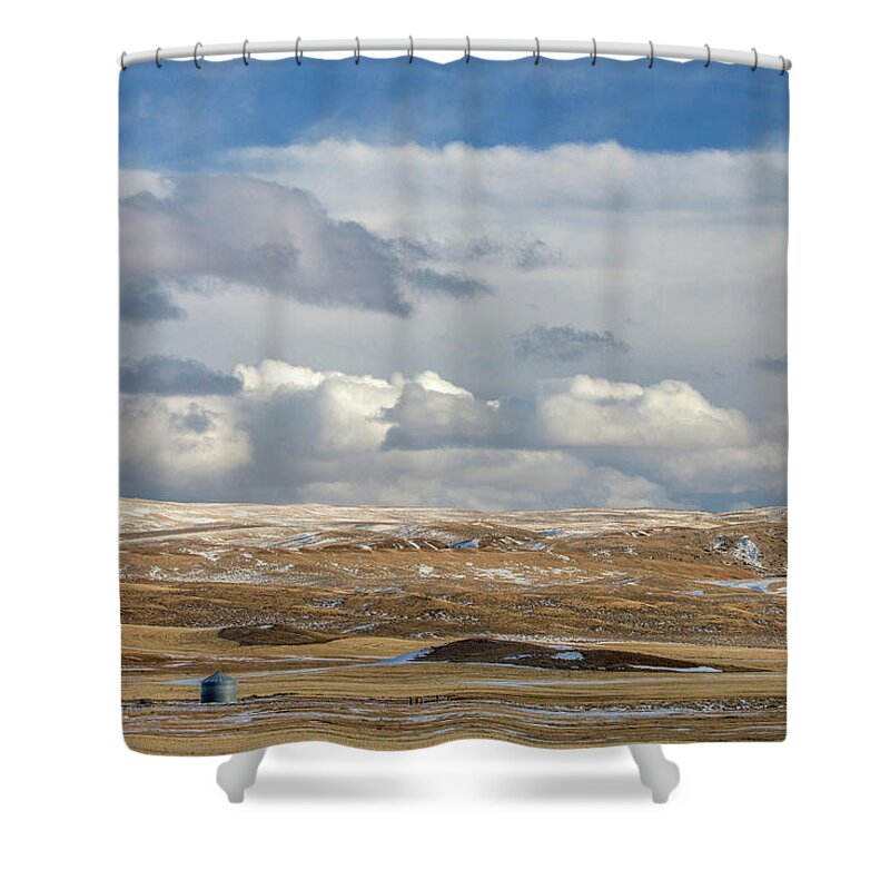 Grain Bine Shower Curtain featuring the photograph Lone Bin Surrounded by Todd Klassy
