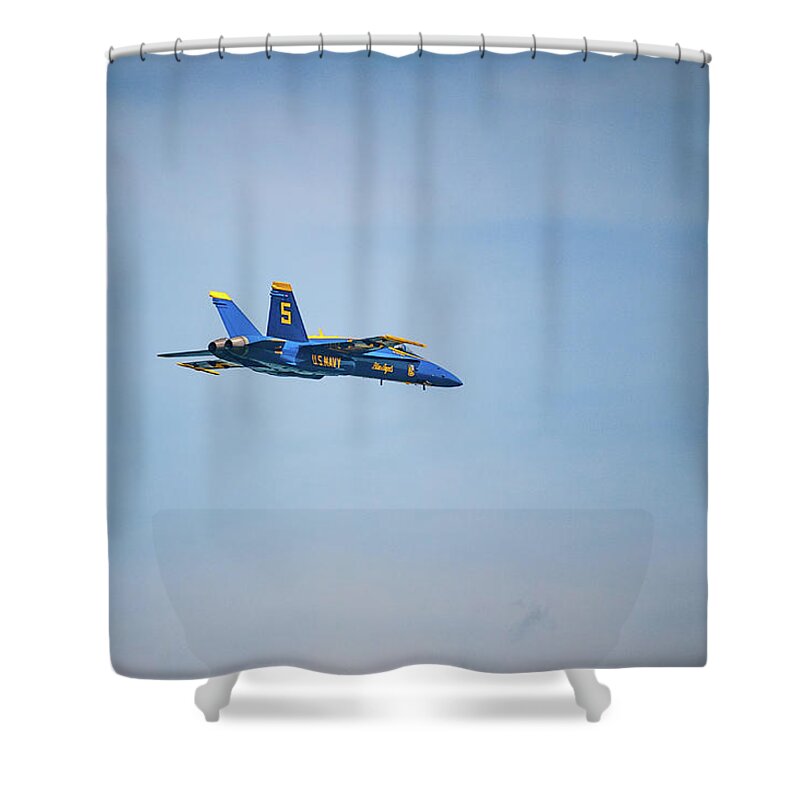 Blue Angels Shower Curtain featuring the photograph Lone Blue Angel by Mark Duehmig