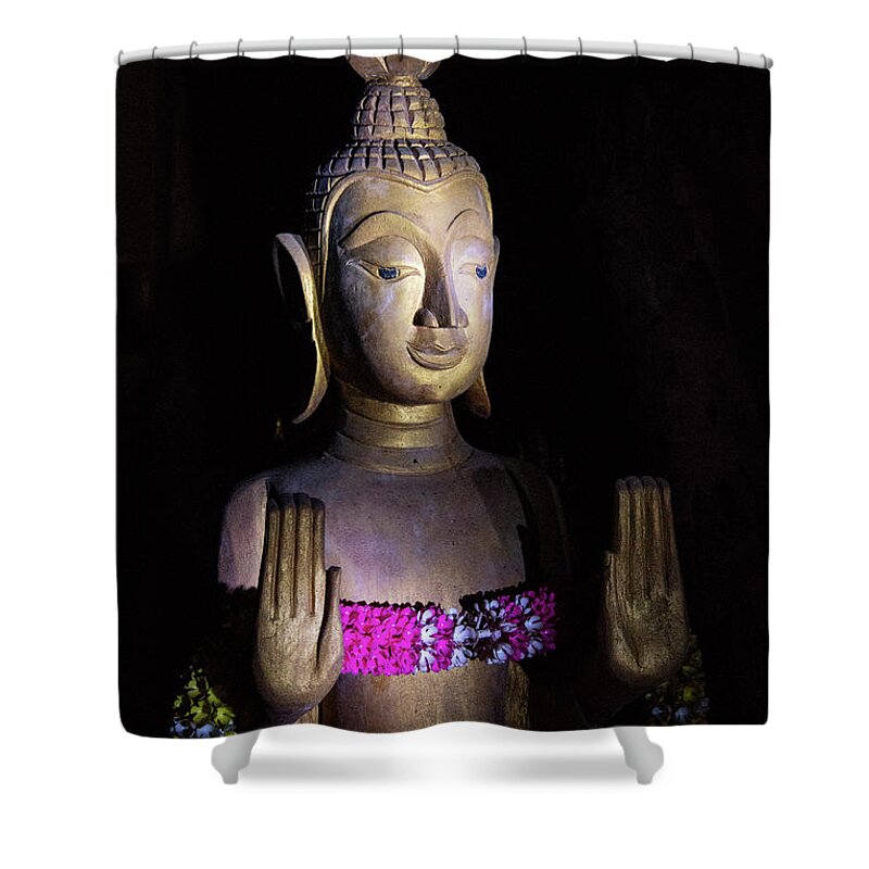 Pak Ou Caves Shower Curtain featuring the photograph Lone Buddha Two by Bob Phillips