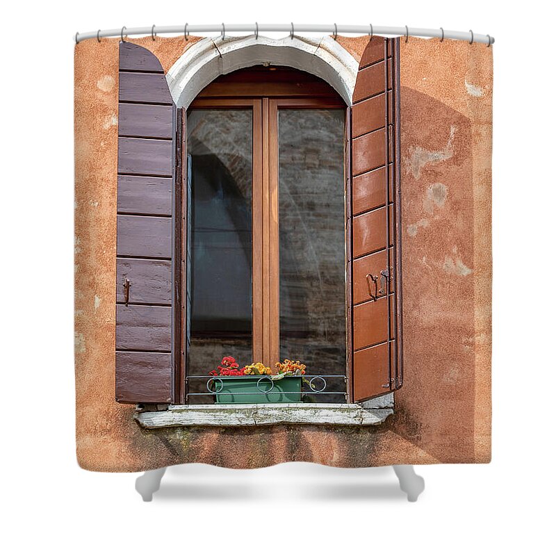 Venice Shower Curtain featuring the photograph Lone Window of Venice by David Letts