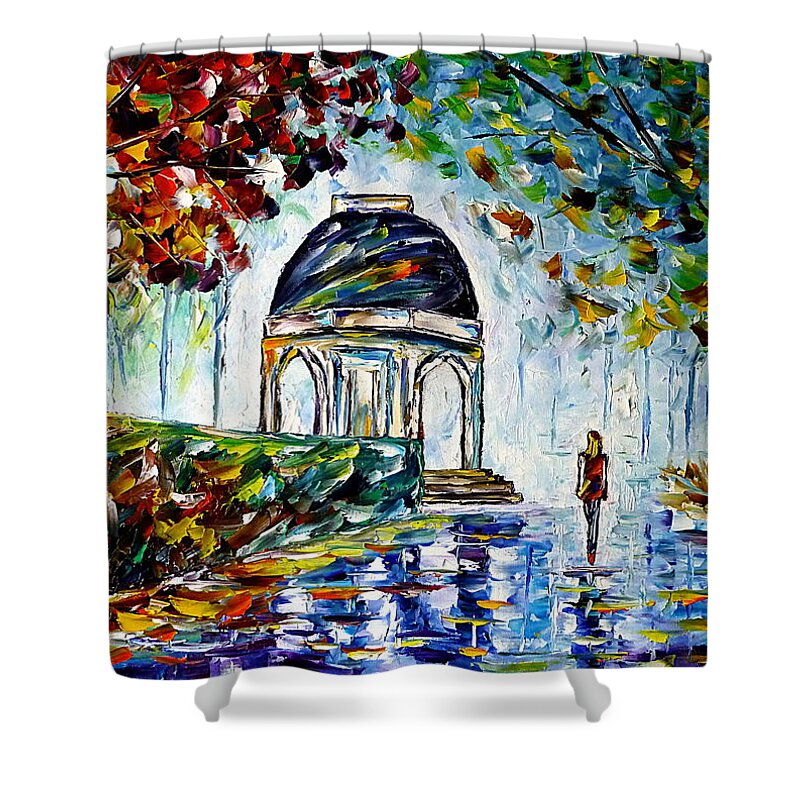 Foggy Day Shower Curtain featuring the painting Lonely Day by Mirek Kuzniar