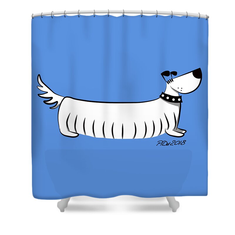 Long Shower Curtain featuring the digital art Long Dog by Piotr Dulski