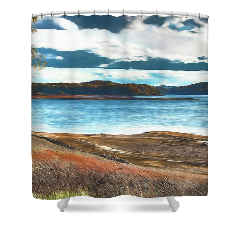 Autumn Shower Curtain featuring the photograph Long Pond in the Autumn by Alan Goldberg