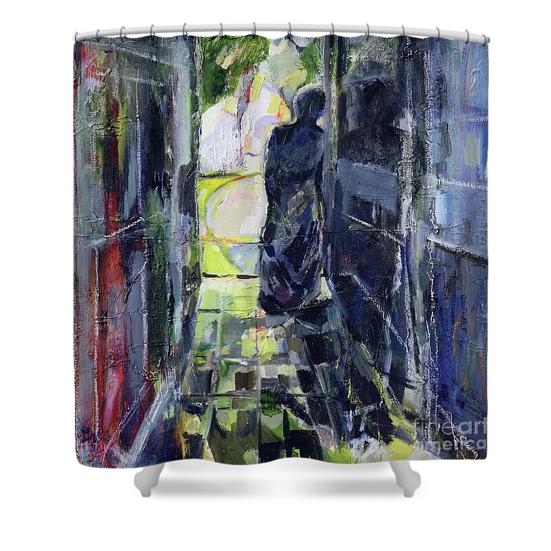 Contemporary Art Shower Curtain featuring the painting Longing, 2008 by Angie Kenber