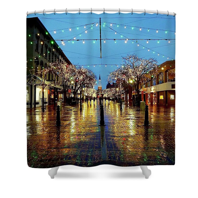 Street Shower Curtain featuring the photograph Looking Up Church Street by Alida M Haslett