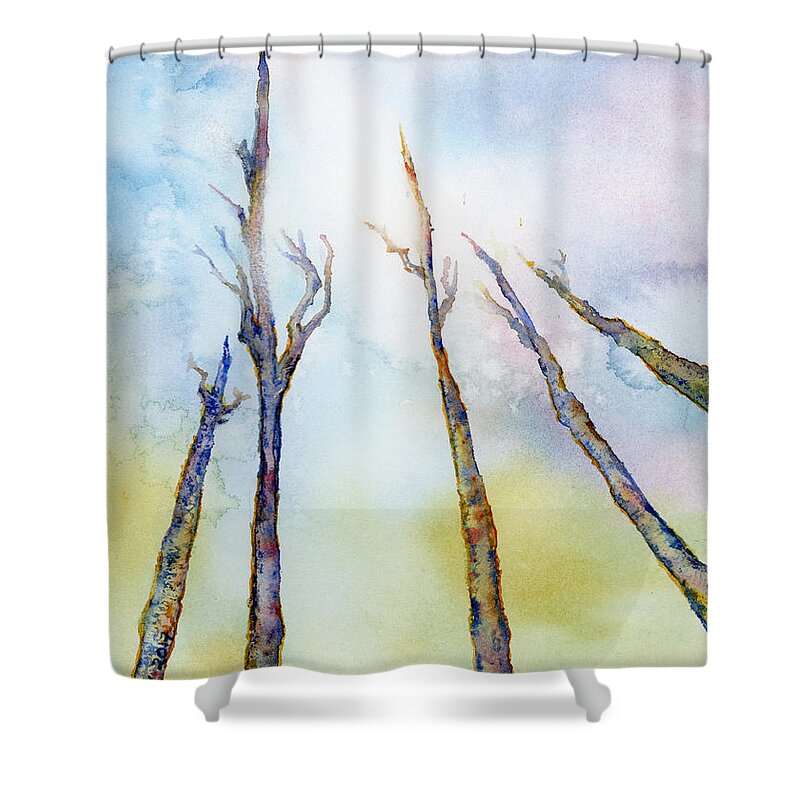 Trees Shower Curtain featuring the painting Looking Up by Wendy Keeney-Kennicutt