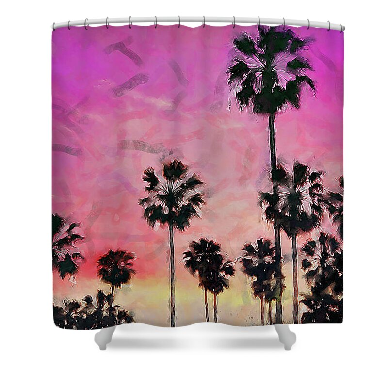 Los Angeles Shower Curtain featuring the painting Los Angeles, Venice Beach - 05 by AM FineArtPrints