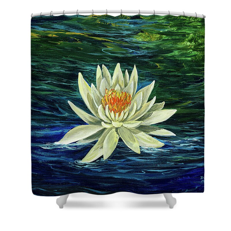  Flower Shower Curtain featuring the painting Lotus Flower by Darice Machel McGuire