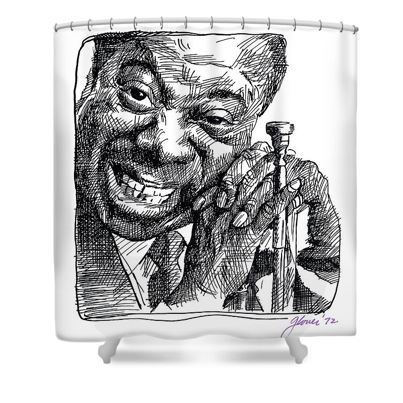 Louis Armstrong Shower Curtain featuring the painting Louis Armstrong by David Lloyd Glover