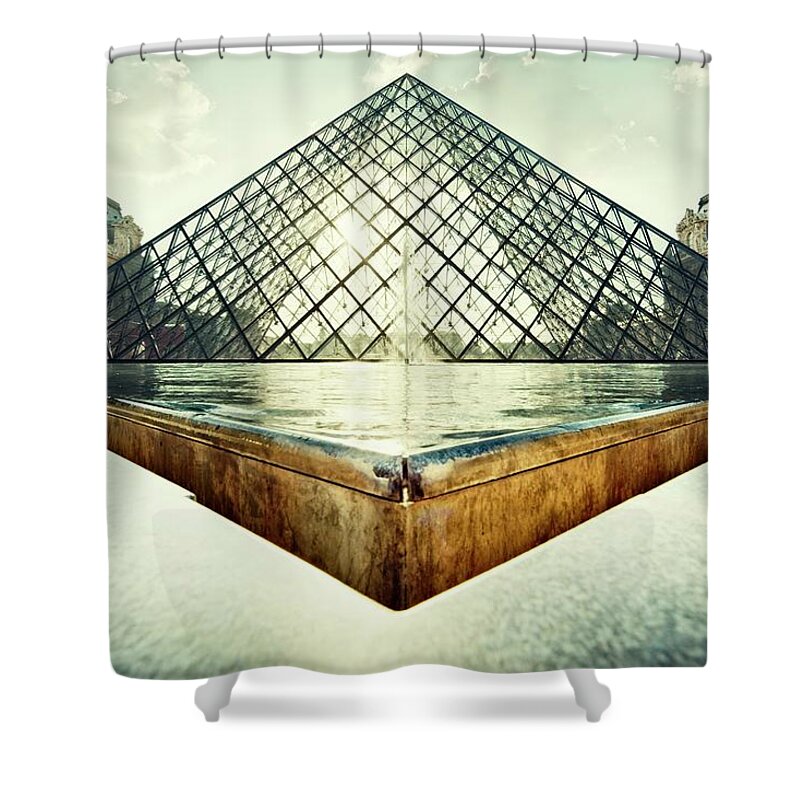 Estock Shower Curtain featuring the digital art Louvre Museum In Paris by Massimo Ripani