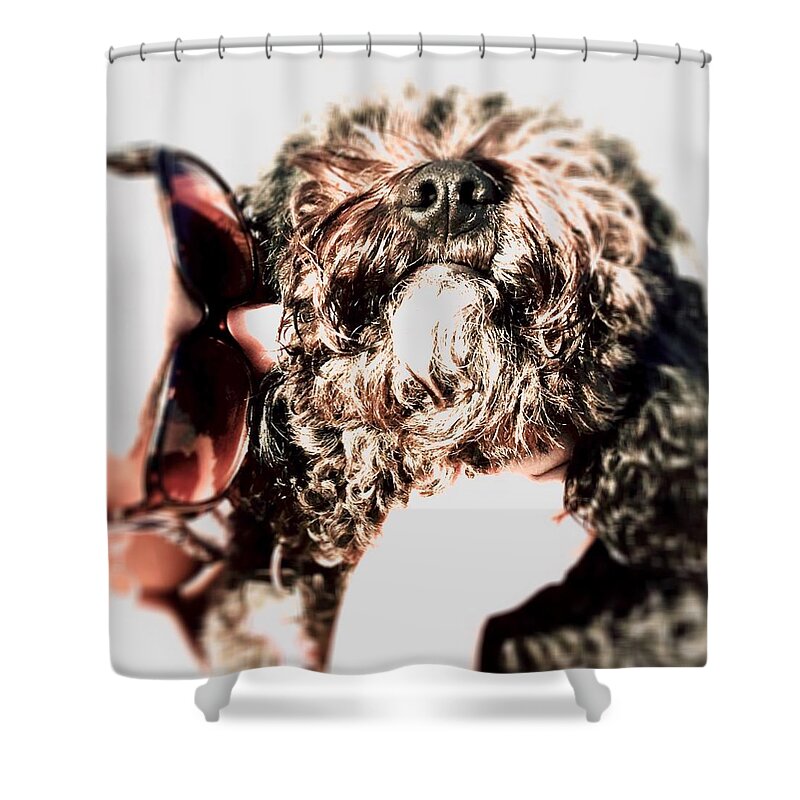 Cavachon Shower Curtain featuring the digital art Love Dog 1 by Cindy Greenstein