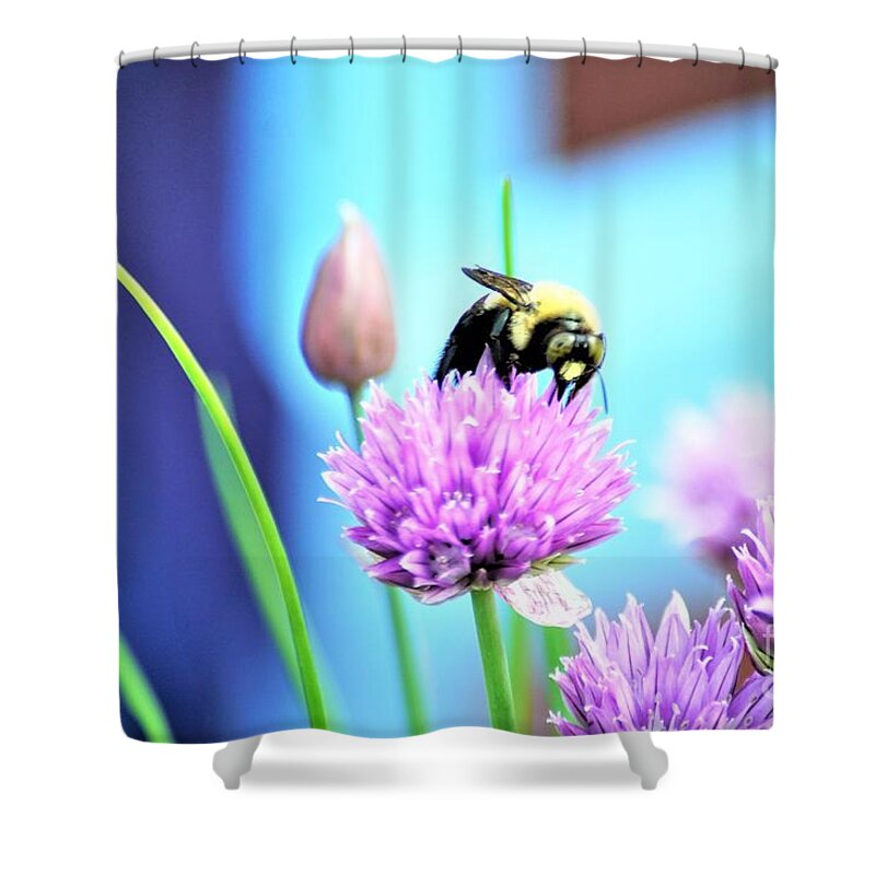 Chives Shower Curtain featuring the photograph Love my Chives by Merle Grenz