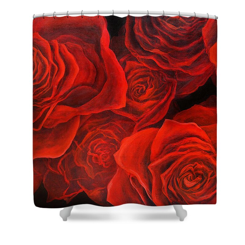 Rose Shower Curtain featuring the painting Love Roses by Lynne Pittard