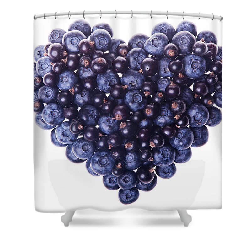 White Background Shower Curtain featuring the photograph Love Shape Of Fresh Fruit by Digihelion