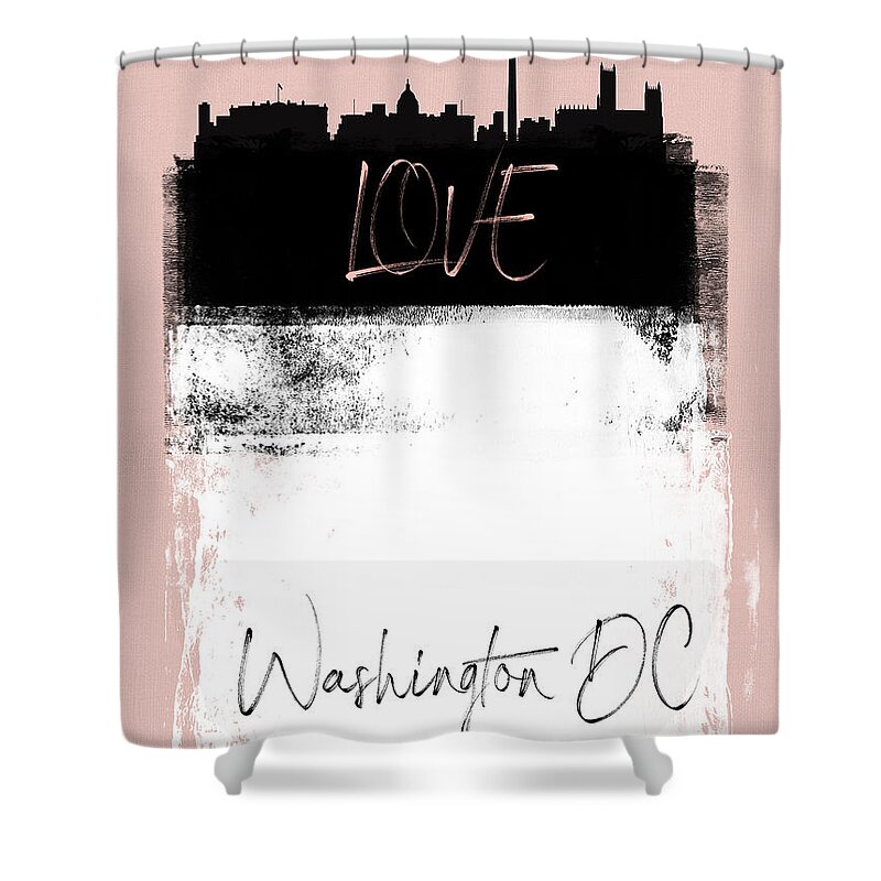Love Washington Shower Curtain featuring the mixed media Love Washington, D.C. by Naxart Studio