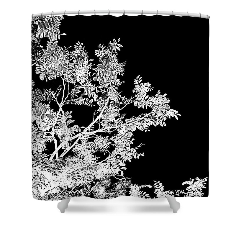 Lovely Leaves Shower Curtain featuring the photograph Lovely Leaves White-On-Black Silhouette by VIVA Anderson