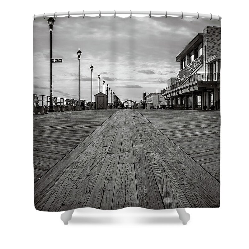 Asbury Park Shower Curtain featuring the photograph Low On The Boardwalk by Steve Stanger