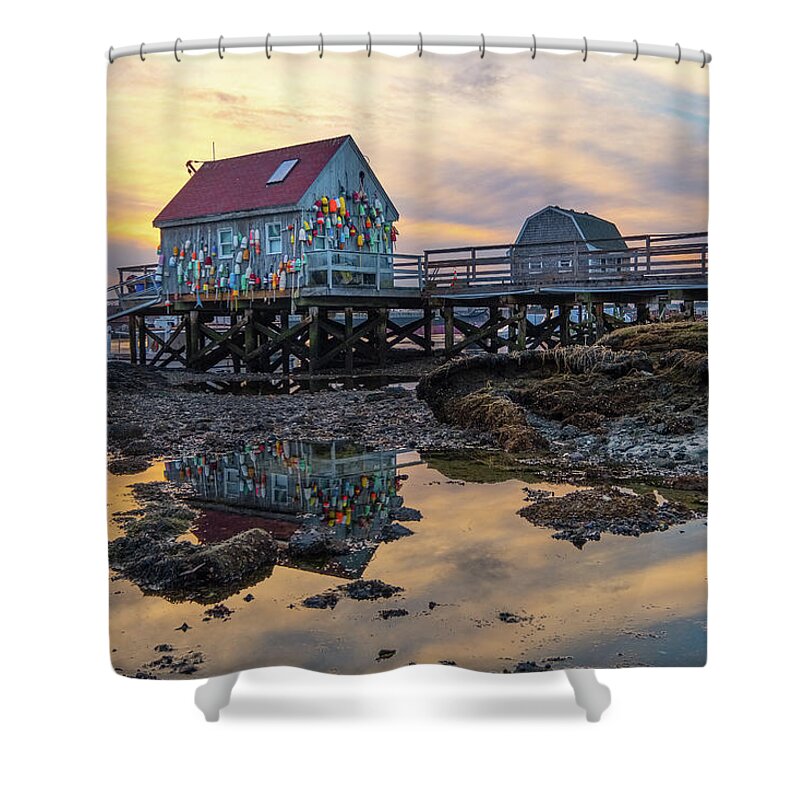 Badgers Island Shower Curtain featuring the photograph Low Tide Reflections, Badgers Island. by Jeff Sinon