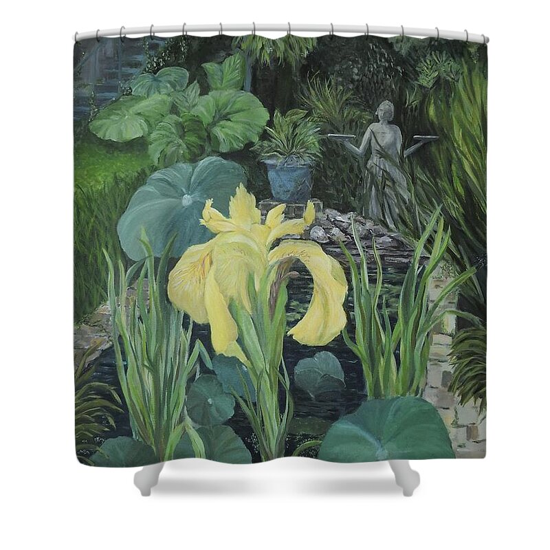 Art Shower Curtain featuring the painting Lowcountry Pond Garden by Deborah Smith