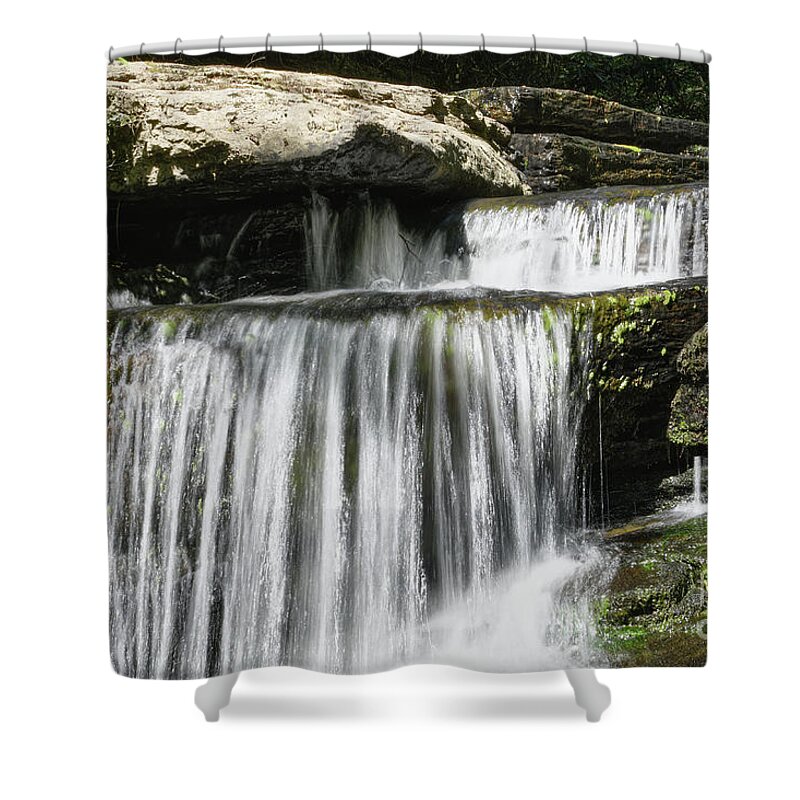Upper Piney Falls Shower Curtain featuring the photograph Lower Piney Falls 2 by Phil Perkins