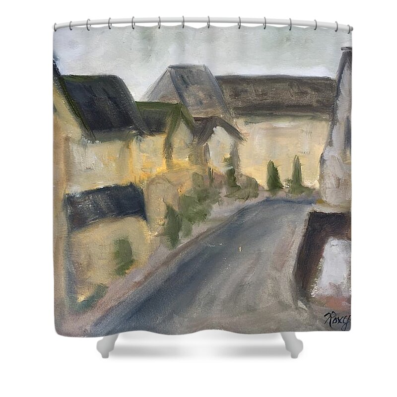 Cotswold Shower Curtain featuring the painting Lower Slaughter by Roxy Rich