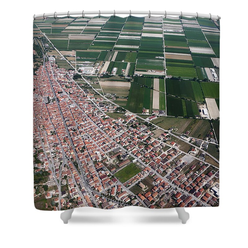 Scenics Shower Curtain featuring the photograph Luco Dei Marsi, Aerial View by Seraficus