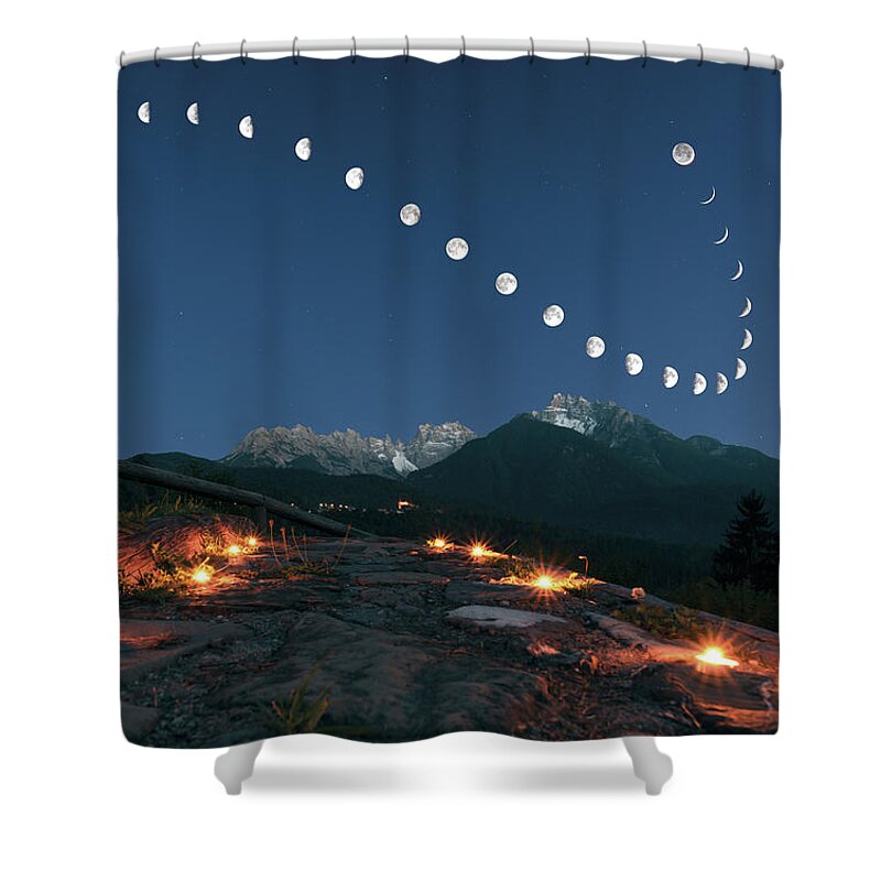Moon Shower Curtain featuring the photograph Lunar curve by Giorgia Hofer