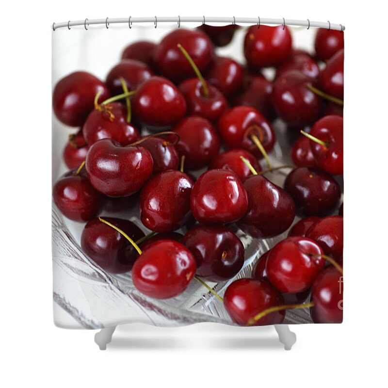 Cherries Shower Curtain featuring the photograph Lush Red Summer Cherries by Joy Watson