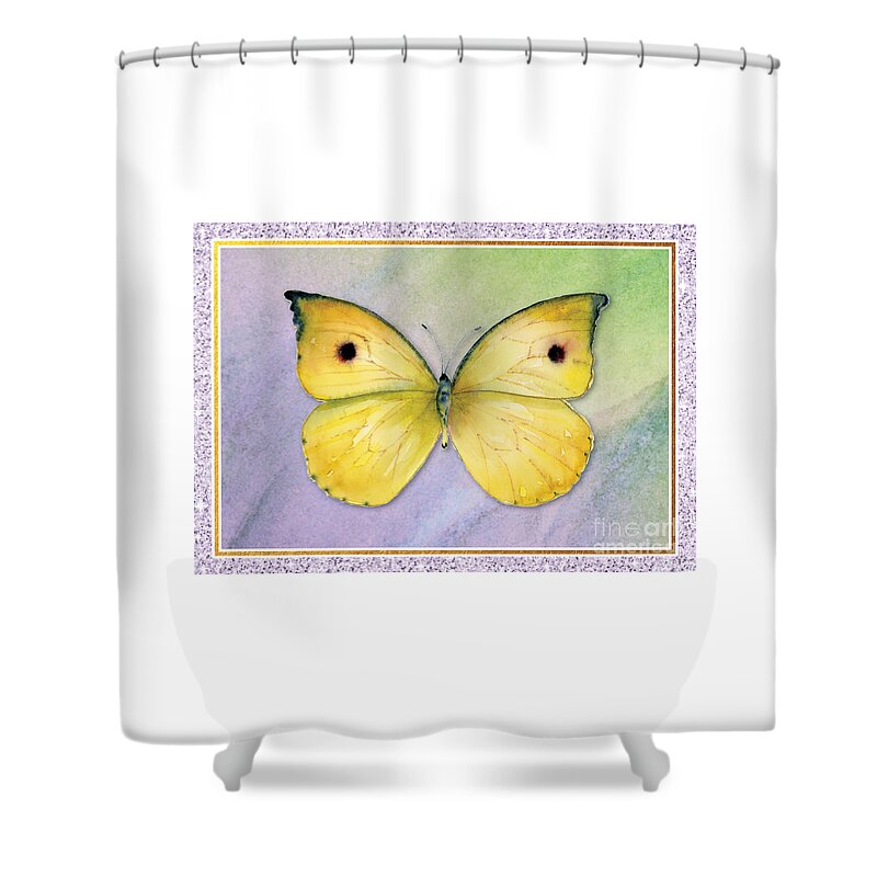 Butterfly Greeting Card Shower Curtain featuring the painting Lycorias Butterfly by Amy Kirkpatrick