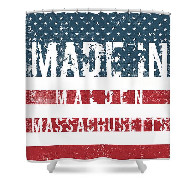 Malden Shower Curtain featuring the digital art Made in Malden, Massachusetts #Malden by TintoDesigns
