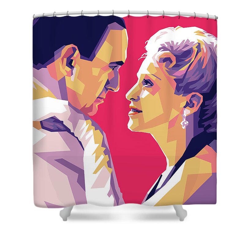 Madonna Shower Curtain featuring the digital art Madonna and Jonathan Pryce by Stars on Art