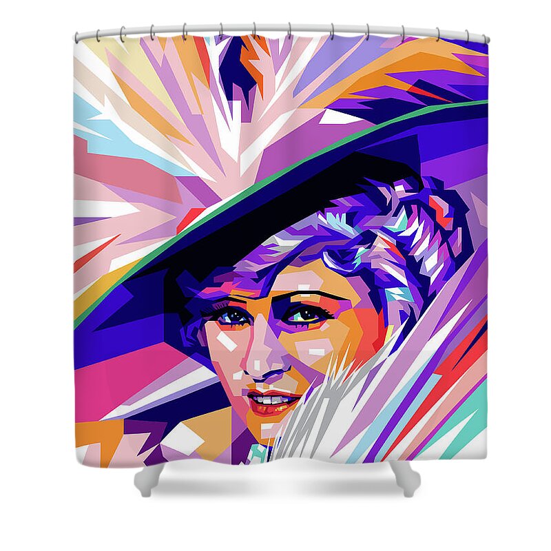 Mae West Shower Curtain featuring the digital art Mae West pop art by Movie World Posters