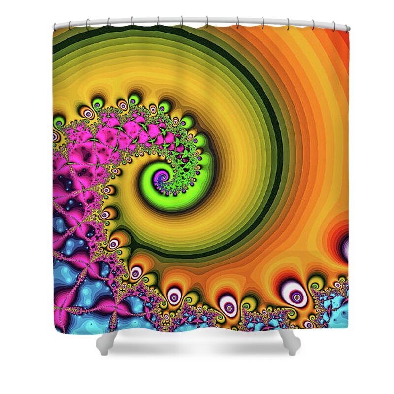 Abstract Shower Curtain featuring the digital art Magic Hook Orange Art by Don Northup
