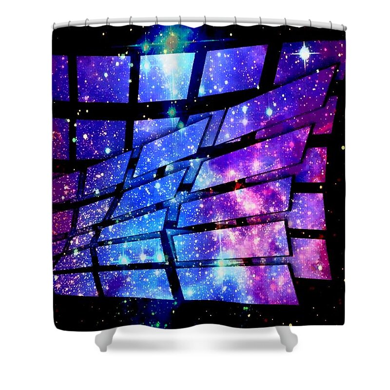 Night Shower Curtain featuring the digital art Magic window to space by Gun Legler