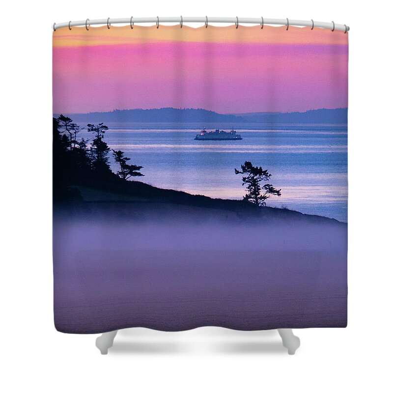 Ferry Shower Curtain featuring the photograph Magical Morning Commute by Leslie Struxness