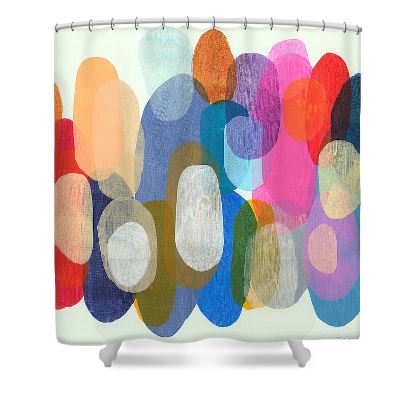 Abstract Shower Curtain featuring the painting Making Origami by Claire Desjardins