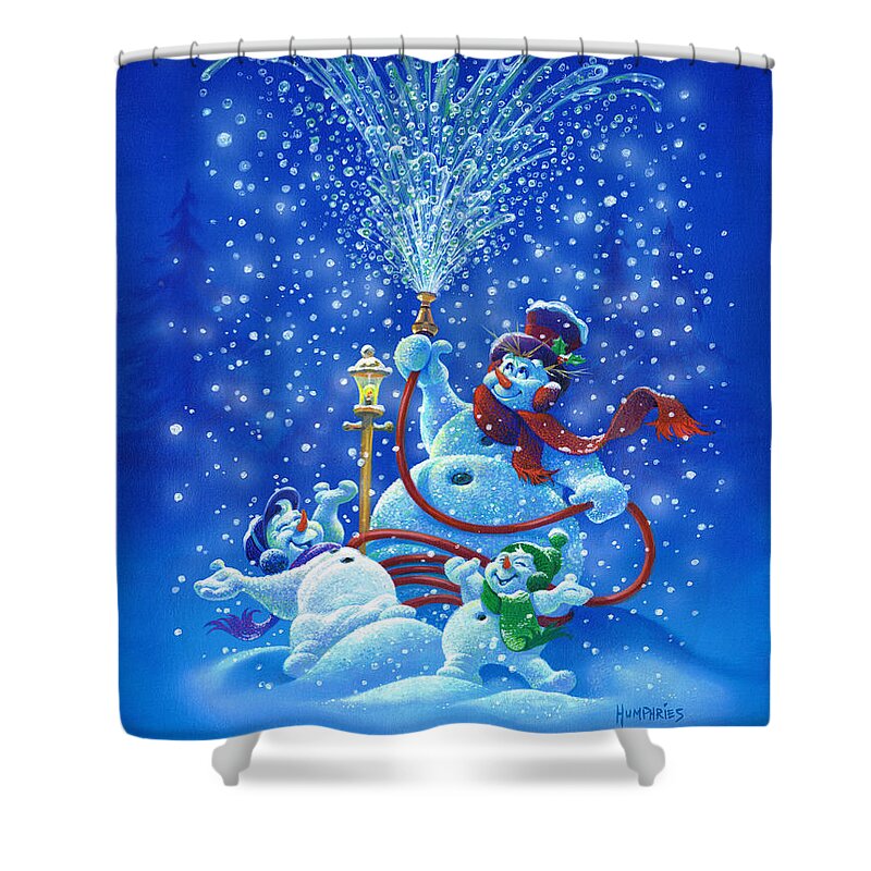 Michael Humphries Shower Curtain featuring the painting Making Snow by Michael Humphries