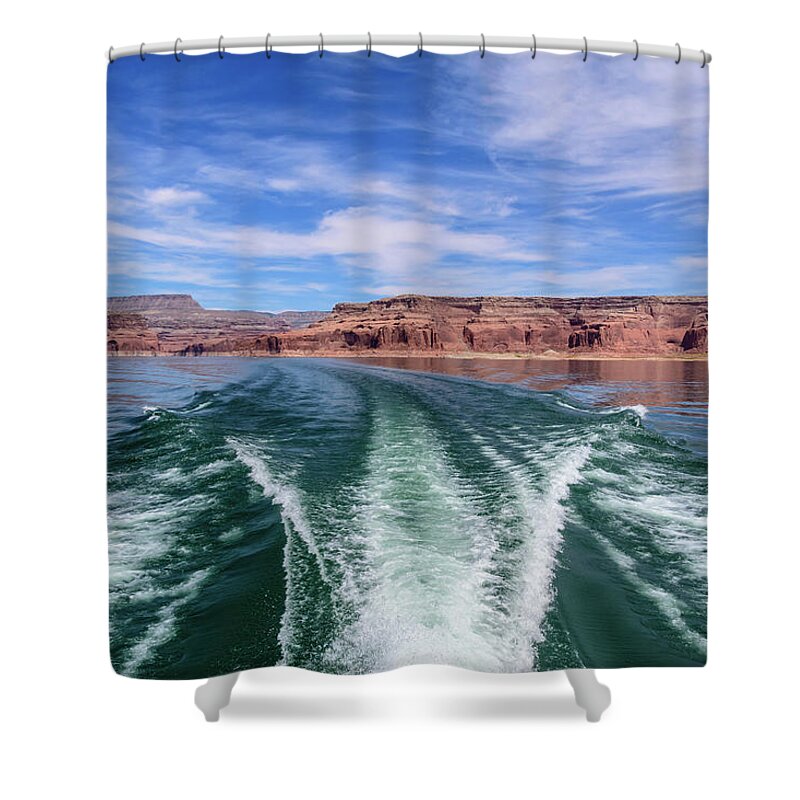 Making Waves - Lake Powell Shower Curtain featuring the photograph Making Waves - Lake Powell by Debra Martz