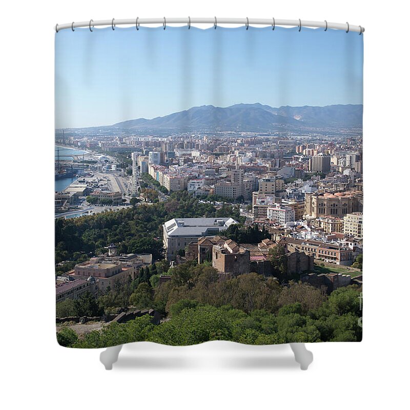 Andalucia Shower Curtain featuring the photograph Malaga from Gibralfaro Castle by Rod Jones