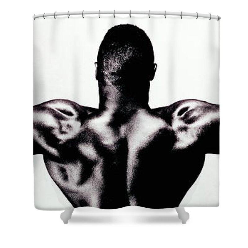 Human Arm Shower Curtain featuring the photograph Male Bodybuilder With Arms by Robert Daly