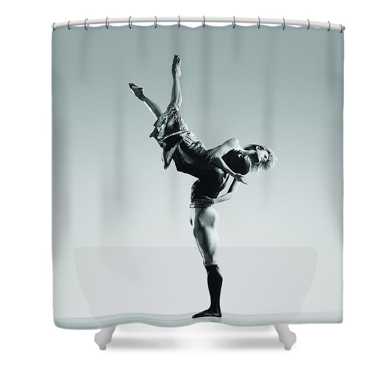 Expertise Shower Curtain featuring the photograph Male Dancer Supporting Female Dancer In by Chris Nash