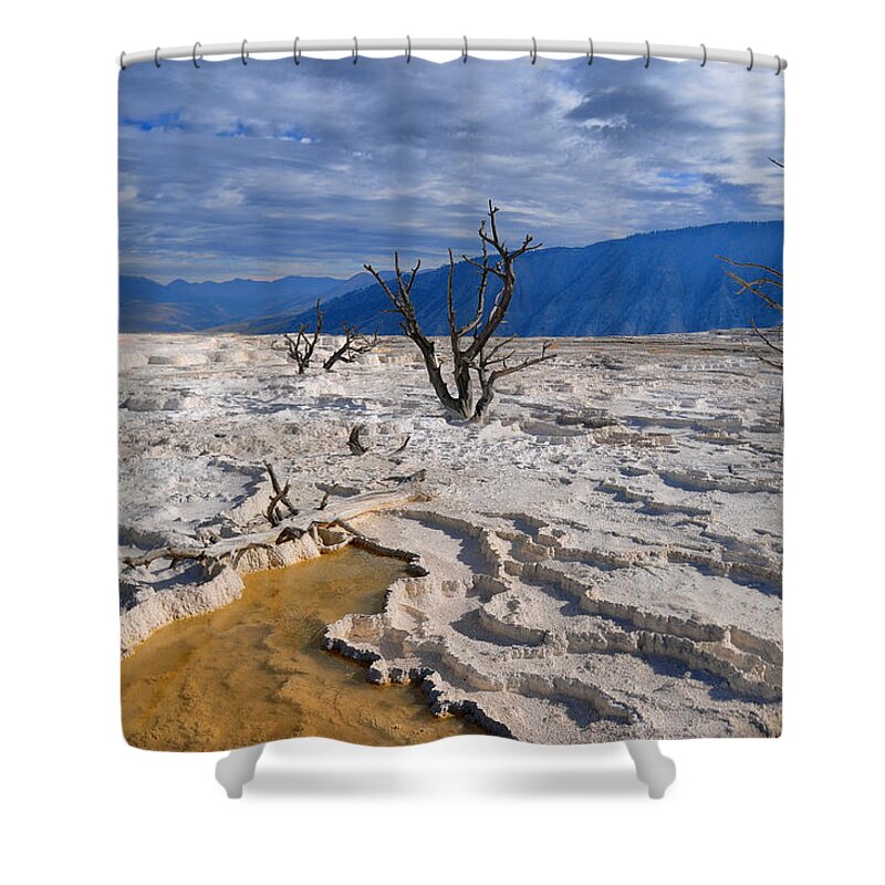 Scenics Shower Curtain featuring the photograph Mammoth Hot Springs by Beverly Armstrong
