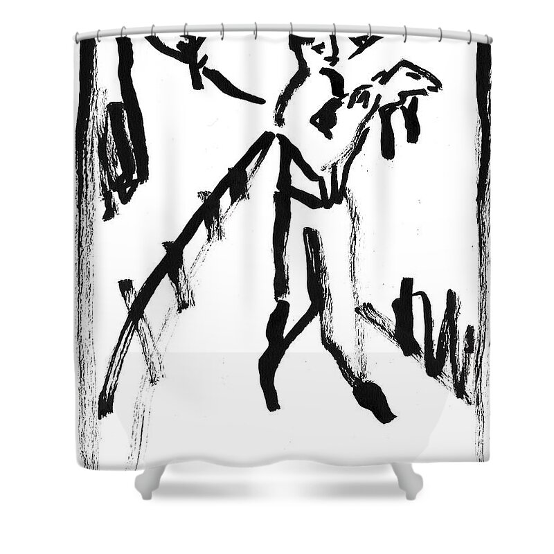 Ink Shower Curtain featuring the painting Man on a Path by Edgeworth Johnstone