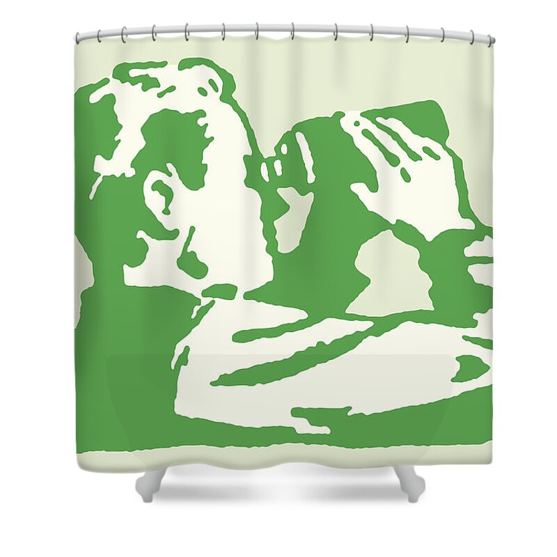Adult Shower Curtain featuring the drawing Man Using Binoculars by CSA Images
