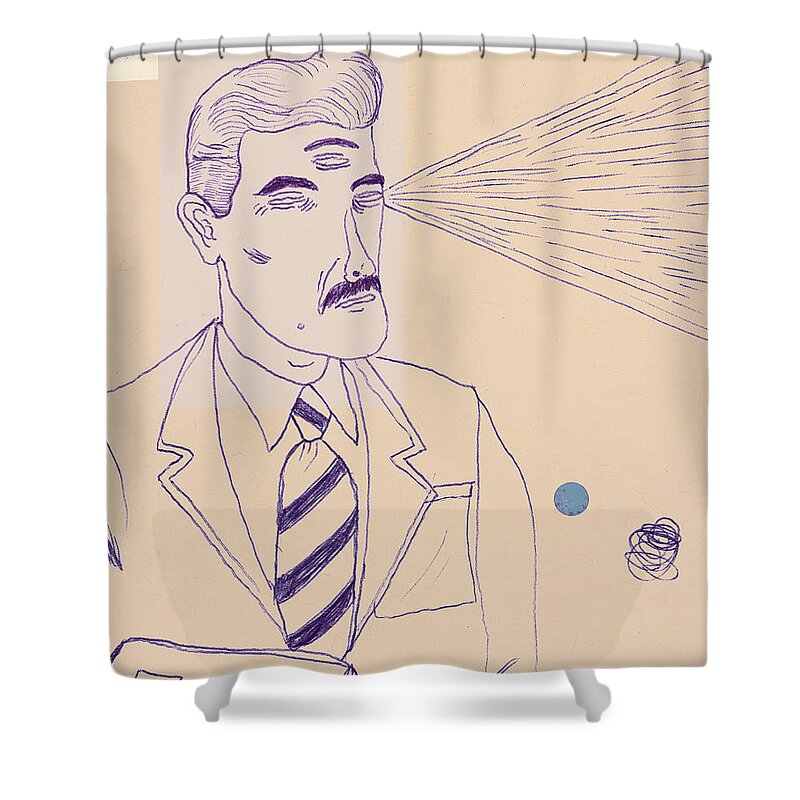 Adult Shower Curtain featuring the drawing Man with Three Eyes by CSA Images