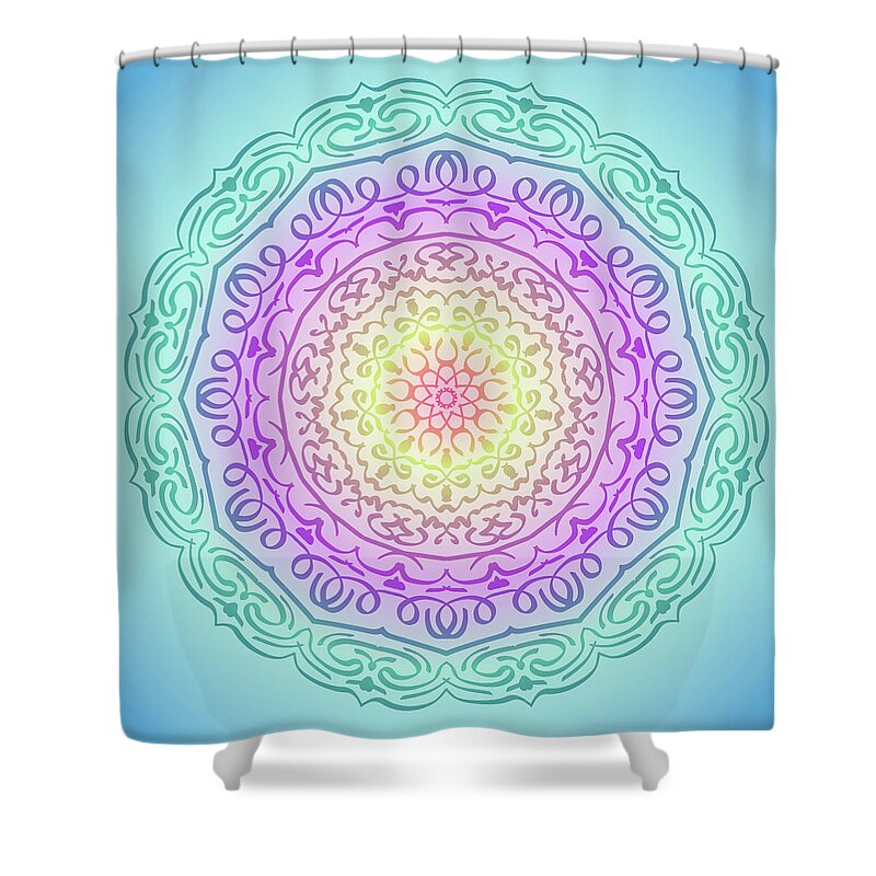 Digital Art Shower Curtain featuring the digital art Mandala 9 by Angie Tirado