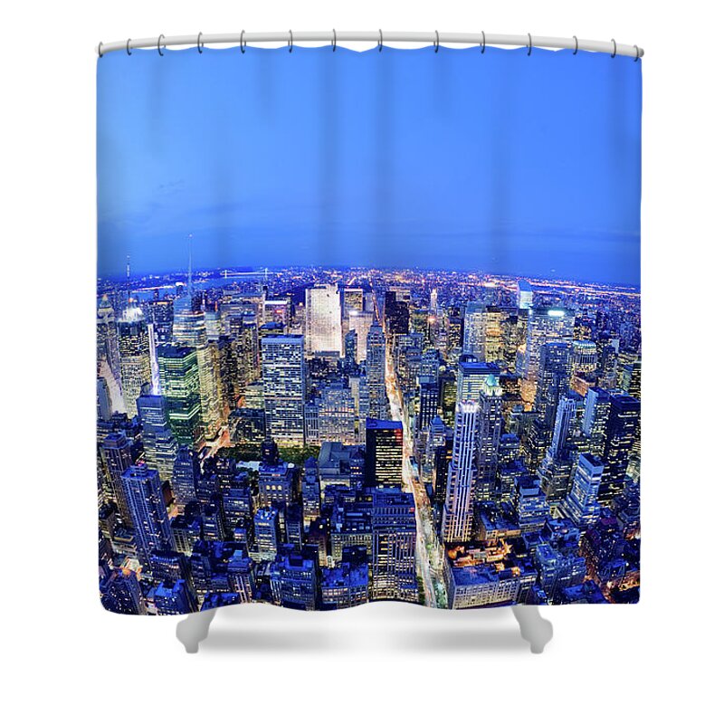 Downtown District Shower Curtain featuring the photograph Manhattan At Night by Nikada