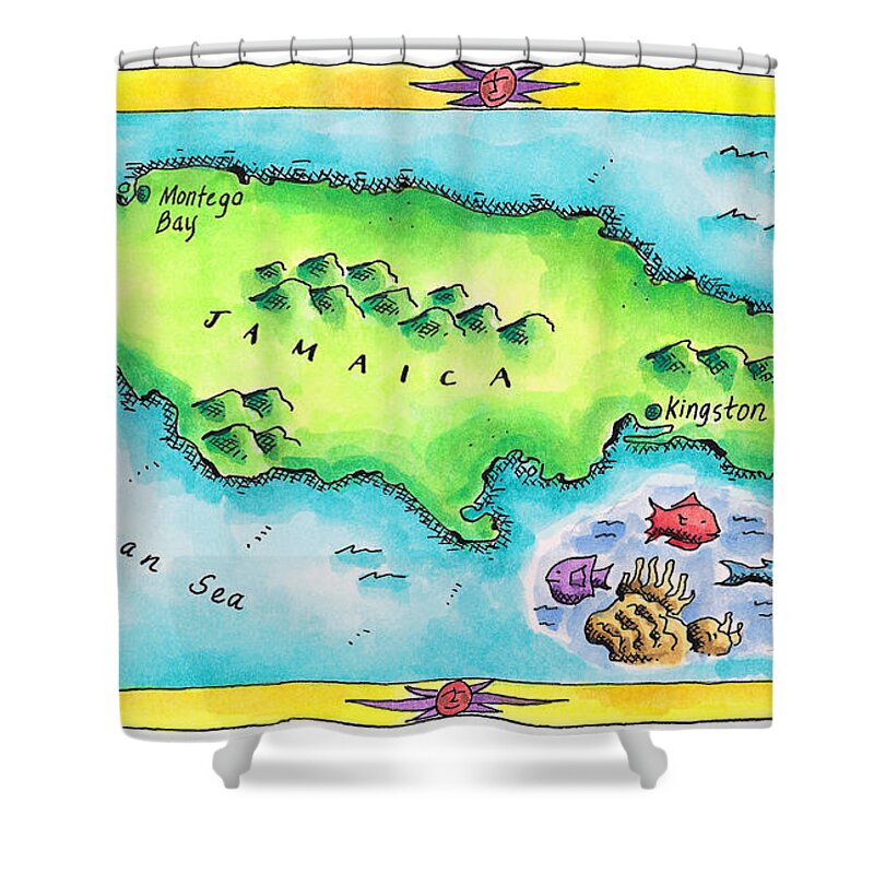 Map Of Jamaica Shower Curtain For Sale By Jennifer Thermes