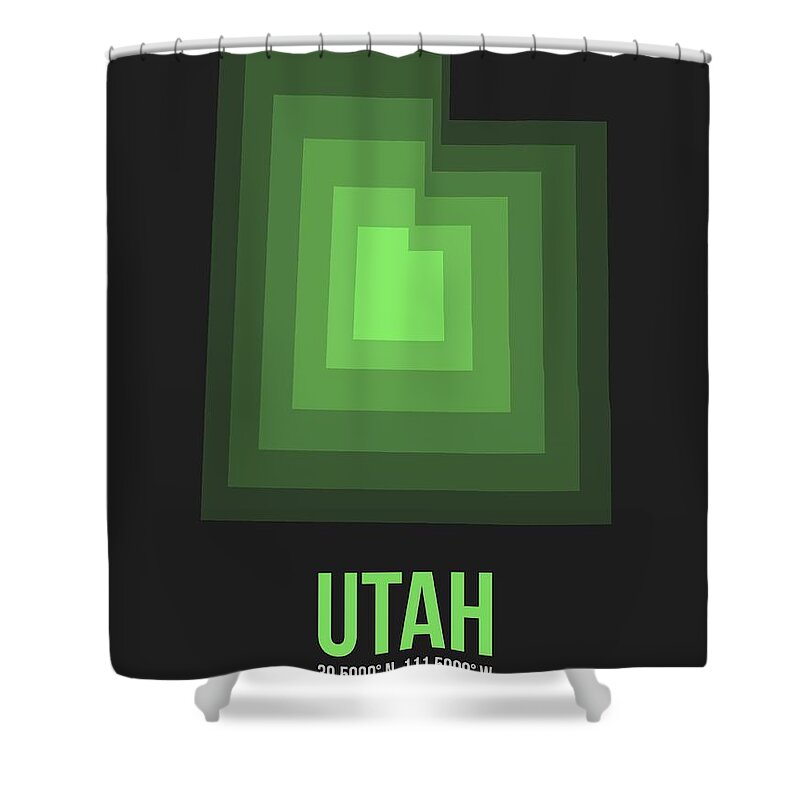 Utah Map Shower Curtain featuring the digital art Map of Utah 5 by Naxart Studio